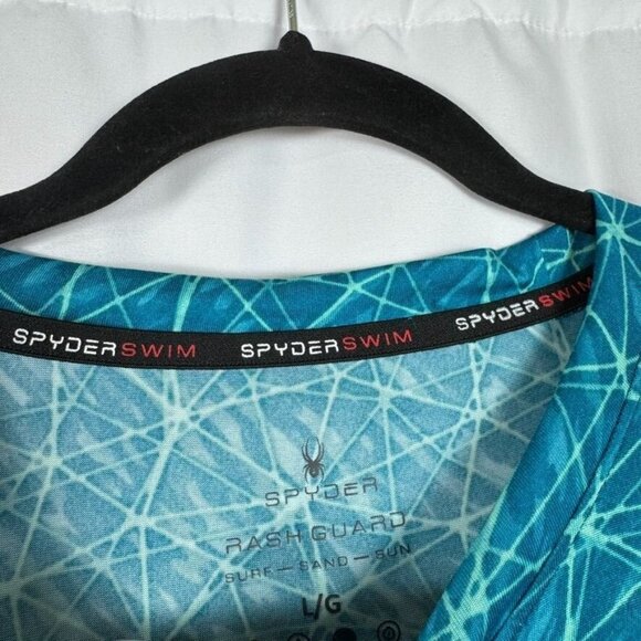 Spyder Blue Rash Guard Swim Shirt Sun Protection UPF 30 Wicking Quick Dry L - Picture 5 of 10